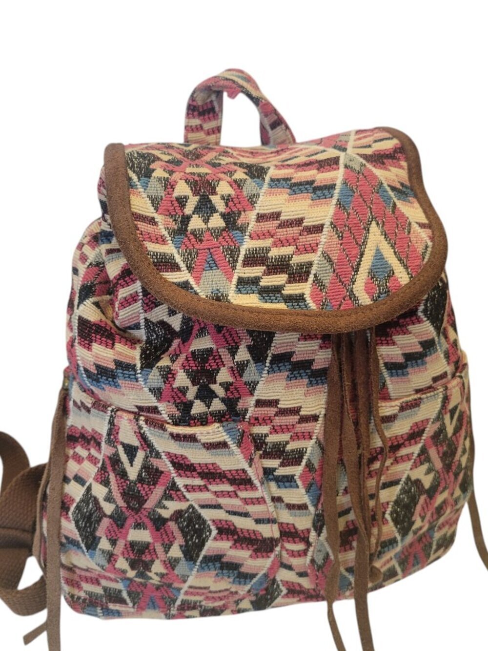 American Eagle Outfitters Aztec Tribal Tapestry Mini Backpack Suede